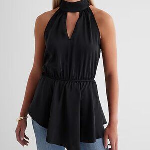 Halter Neck Cutout Asymmetrical Hem Tank - Size M